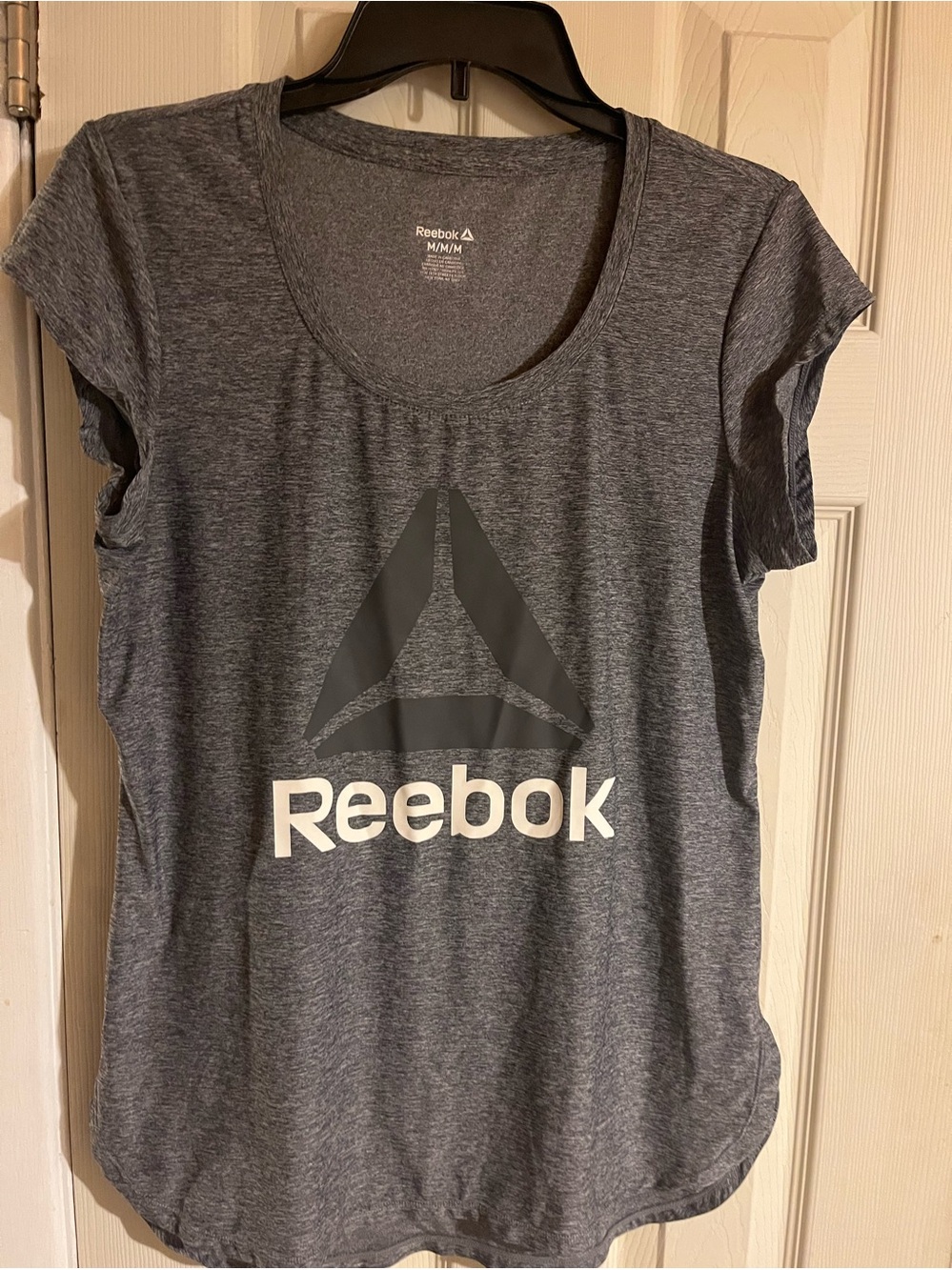 Reebok Women's Dark Gray Logo Short Sleeve Tee
